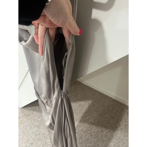 & Other Stories Gray Satin Draped Long Elegant Formal Dress Gown Size 2 - Picture 6 of 7
